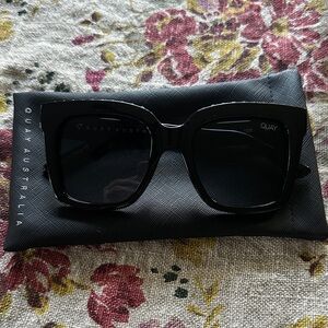 Quay Australia Black Oversized Square Sunglasses ICY with studs